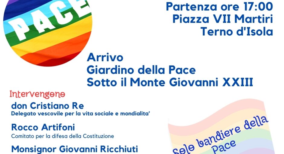 1 GIUGNO – da Terno d’Isola a Sotto il monte (BG) Cammino per la pace con don Giovanni Ricchiuti, presidente di Pax Christi Italia